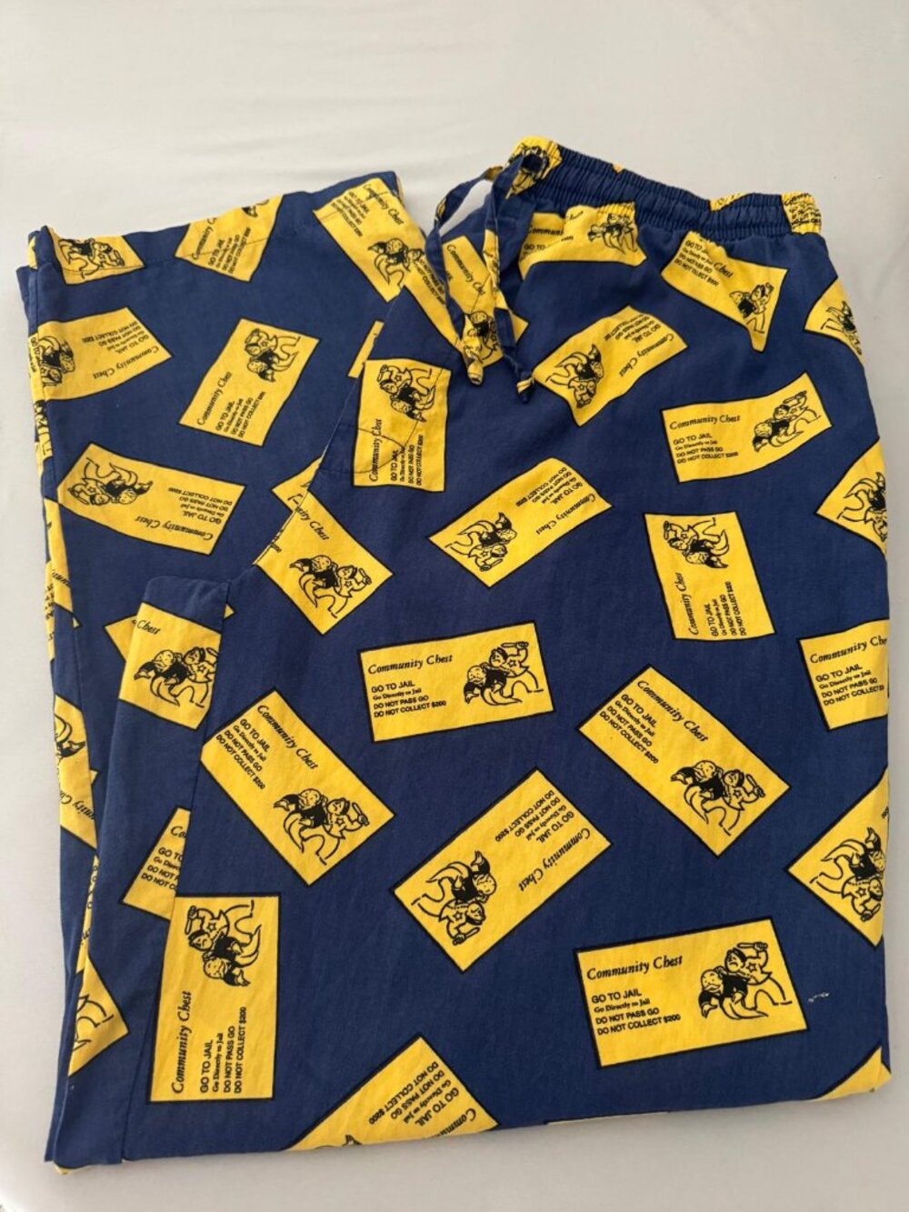 Monopoly "Go To Jail” Pajama Lounge Pants Blue Yellow Men's L Sleep Pants